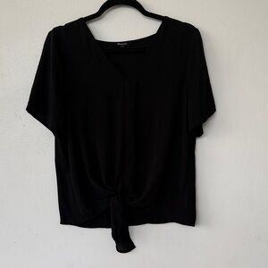 Madewell Black Short Sleeve Tie-Front Top